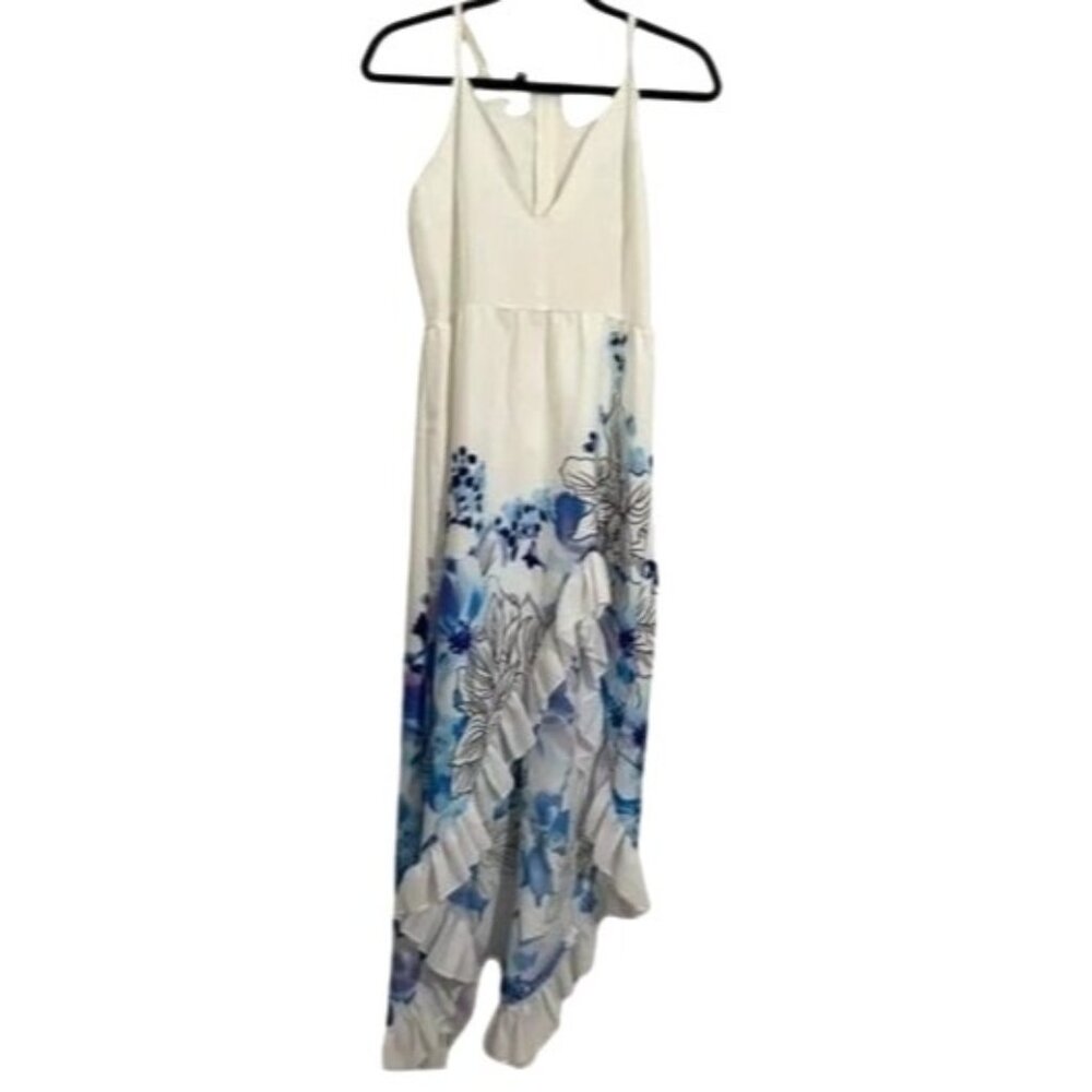 Floral Maxi Dress With Ruffle Detail & Spaghetti Straps By Elan